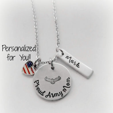 Proud Army Mom Eagle Necklace