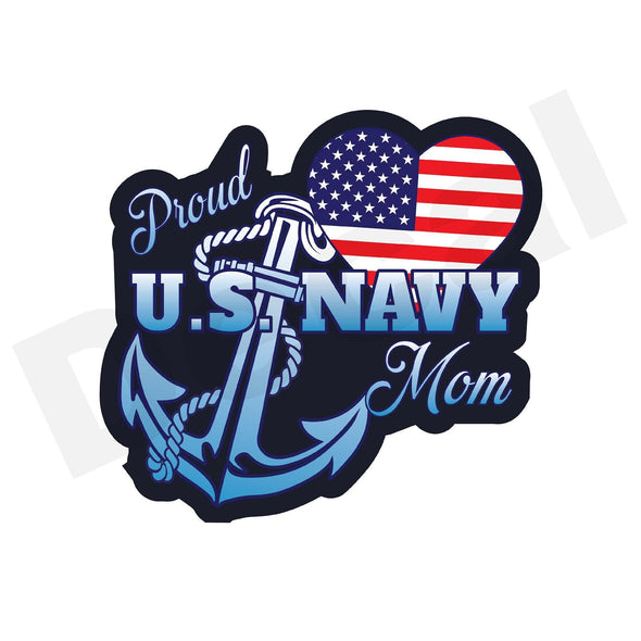 Proud US Navy Mom Waterproof Decal
