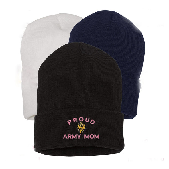 Embroidered beanie hat U.S. Army mom