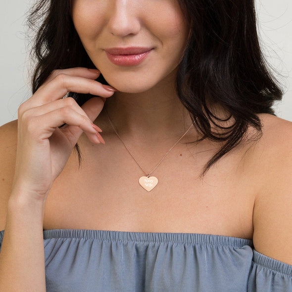 Navy Wife Necklace Engraved Pink Silver Heart
