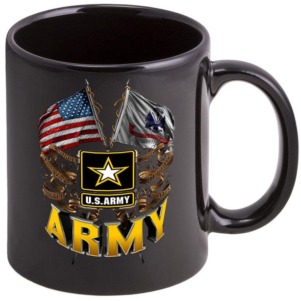 Double Flag US Army mom Black Coffee Mug