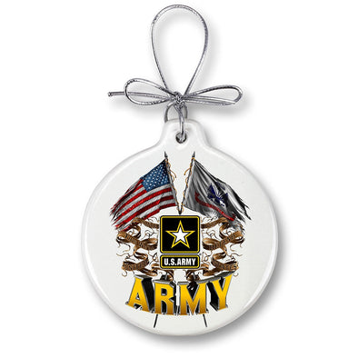 US Army Double Flag Christmas Tree Ornaments