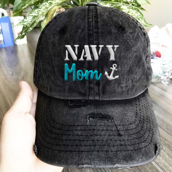 Navy Mom Embroidered hat