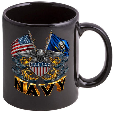 Double Flag Eagle US Navy mom mug