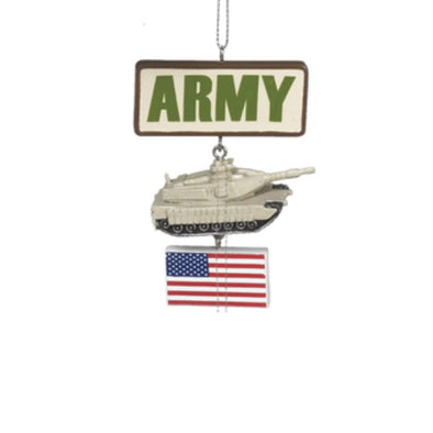 Military Ornament with Dangling American Flag