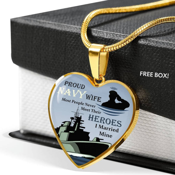 Proud Navy Wife I married my Hero Pendant Necklace
