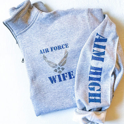 Air Force mom Quarter Zip Sweatshirt