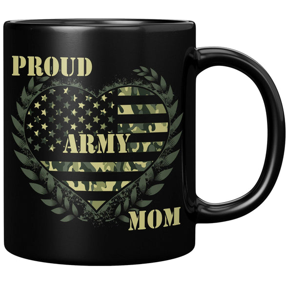 Proud Army Mom Ceramic Black Mug Heart Coffee