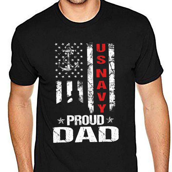 Proud Navy Dad American Flag Shirt