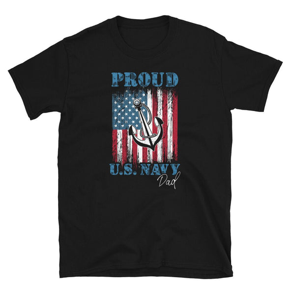 Proud US Flag Navy Dad T-Shirt