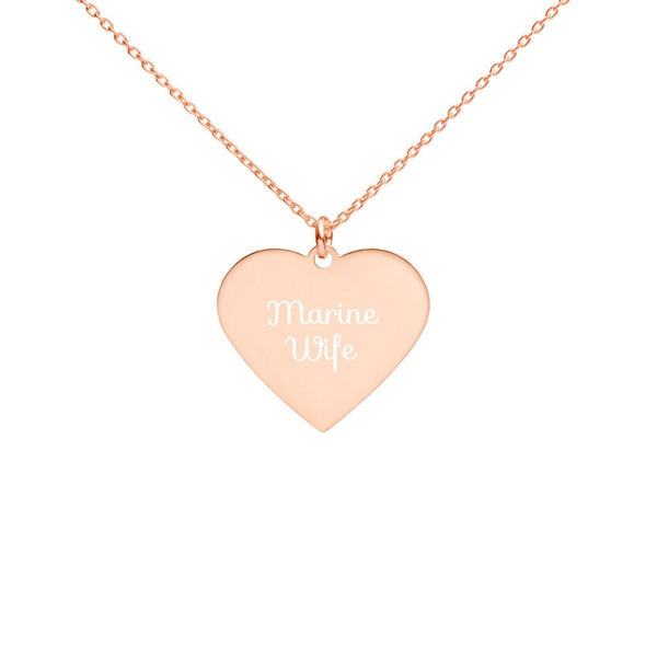 Marine Wife Engraved Heart Necklace
