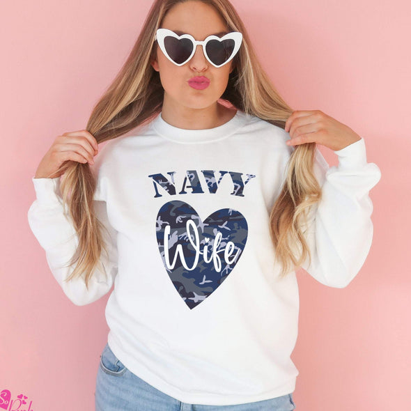 Camo Heart Navy Wife Sweatshirt