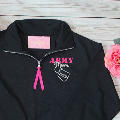 Embroidered Quarter Sweatshirt Army Mom