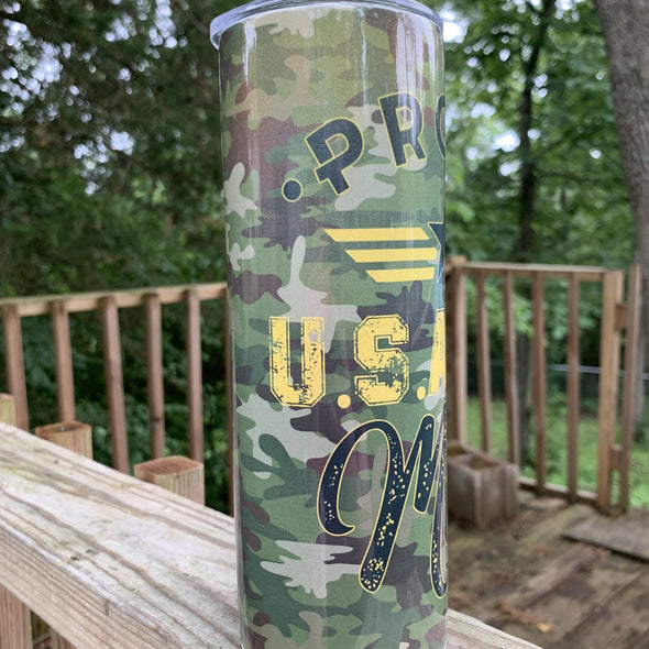 Proud Army Mom Skinny Sublimation Tumbler
