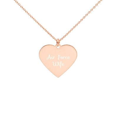 Air Force Wife Engraved Heart Necklace