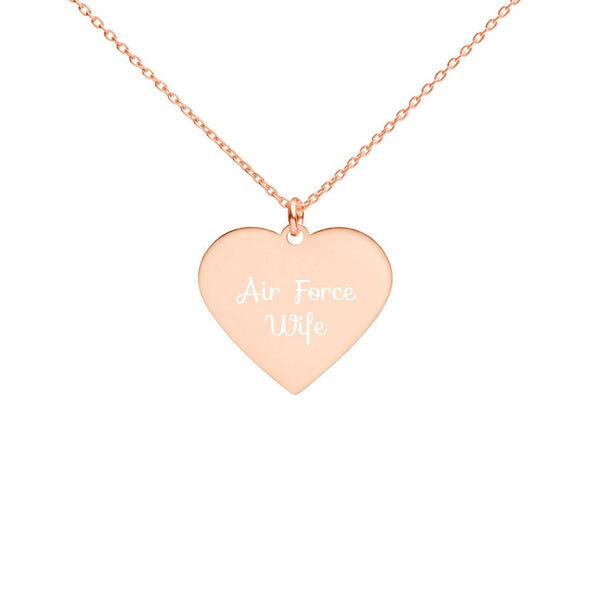 Air Force Wife Engraved Heart Necklace