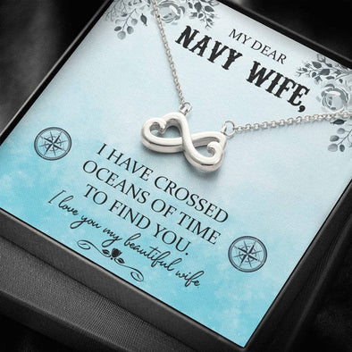 Navy wife Heart necklace in 14k White Gold or 18k Yellow