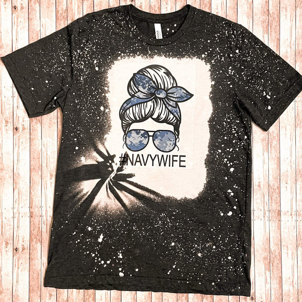Navy Wife Bleached Tee shirt