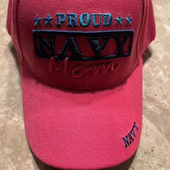 Proud Navy Mom hat, Hot Pink