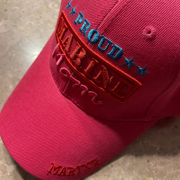 Proud Marine Mom Cap Hot Pink hat