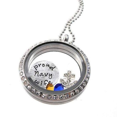 Proud Navy Wife Charms Silver necklace