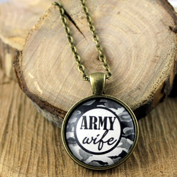 Army Wife Brass or Silver Vintage necklace