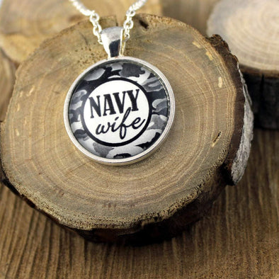Pendant Necklace Navy Wife Brass or Silver