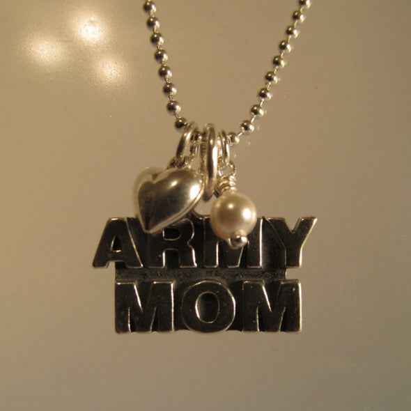 Army Mom Necklace Military Sterling Silver Birthstone