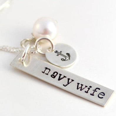 Sterling Silver Necklace Navy Wife