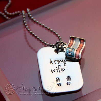 Army Wife Necklace Hand Stamped