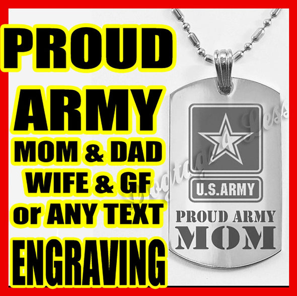 Proud Military Mom Engraving Dog Tag Necklace