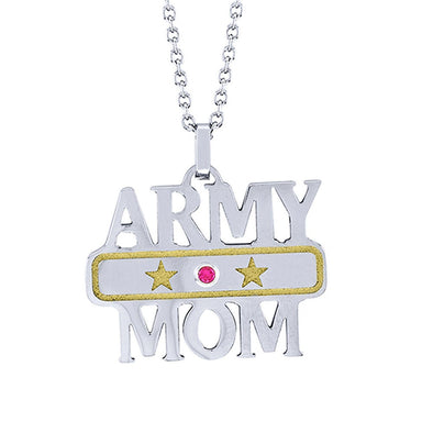 Army Mom Pendant In Stainless Steel necklace