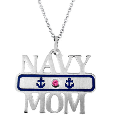Navy Mom necklace Birthstone Stainless Steel