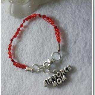 Red crystals Air Force mom bracelet