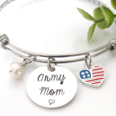 Army Mom Bracelet Sterling Silver