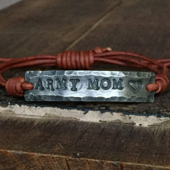 ARMY MOM ID Bracelet Hand Stamped Inspirational