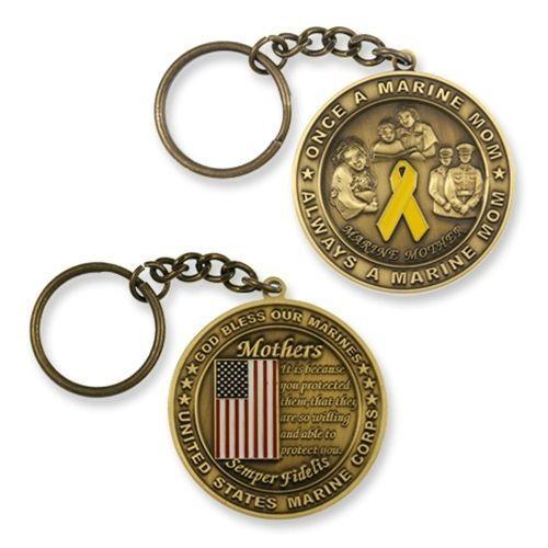Marine Corps Mom Mother Flag Challenge Coin Keychain - MotherProud