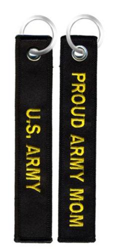 Proud Army Mom - Black Embroidered Key Chain Fob - MotherProud