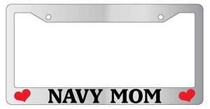 Chrome License Plate Frame NAVY MOM Auto Accessory Novelty - MotherProud