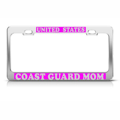 U.S. COAST GUARD MOM Chrome License Plate Frame - MotherProud
