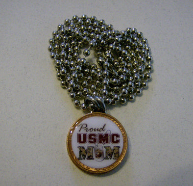 Proud USMC Mom Ball Chain Necklace - MotherProud