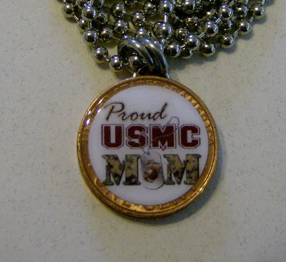 Proud USMC Mom Ball Chain Necklace - MotherProud