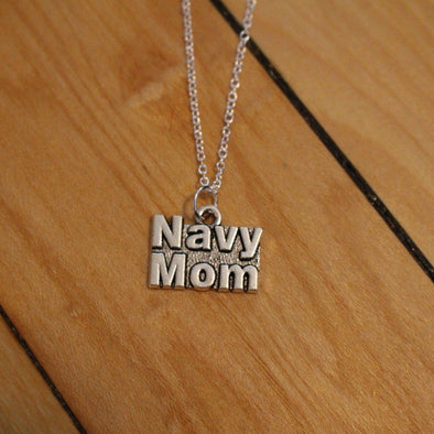 Navy Mom Charm Necklace Chain - MotherProud