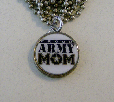 PROUD ARMY MOM Necklace on 24" Chain Military - MotherProud