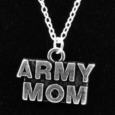 16" ARMY MOM Charm Necklace Silver Plated 925 Chain - MotherProud