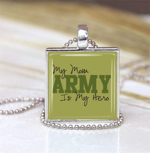 Army Mom Handmade Pendant Necklace Silver Tray - MotherProud