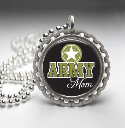 Handmade Army Mom Pendant Bottle Cap Necklace - MotherProud