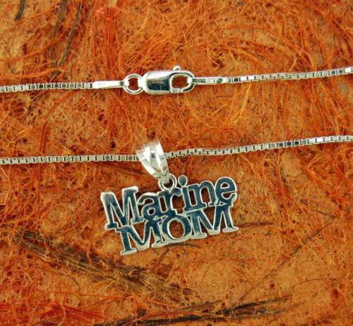 Handmade Metal 925 Sterling Silver Marine Mom Pendant w/ Chain - MotherProud