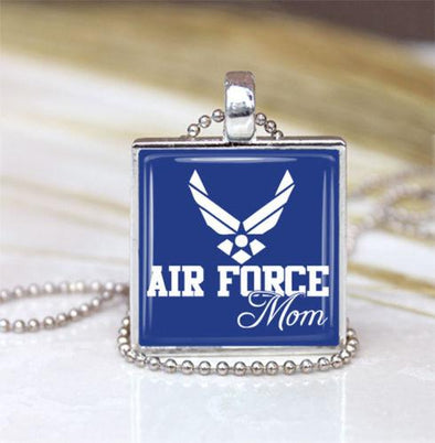 Handmade Pendant Necklace Silver Tray - Air Force Mom Military Support - MotherProud