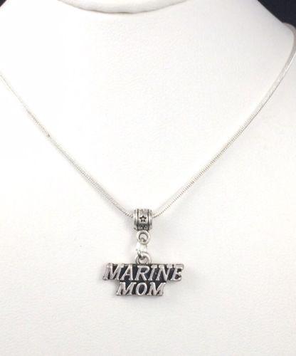 MARINE MOM Charm Silver Necklace - MotherProud